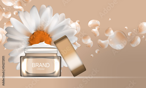 Face Cream Bottle Tube Template for Ads or Magazine Background.