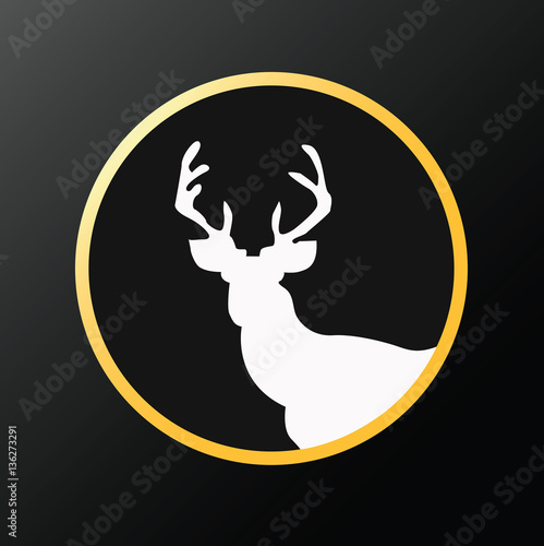 Illustration of a whitetail deer stag head looking straight insi