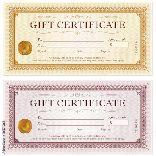 Certificate gift coupon template