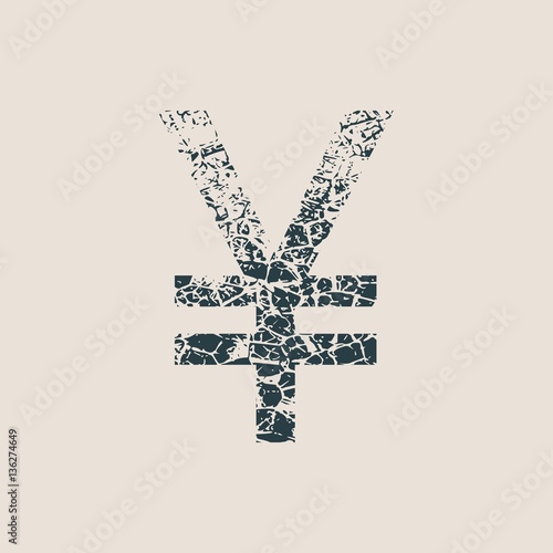 Yen sign. Grunge Style Abstract icon. Vector Illustration.