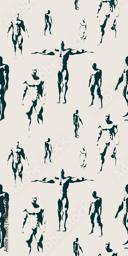 Body building silhouettes. Bodybuilder posing. Vector seamless background
