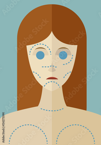 surgery lined face skin woman