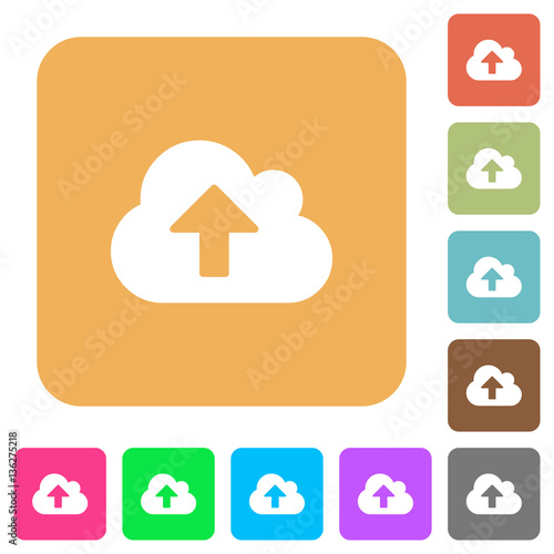 Cloud upload rounded square flat icons