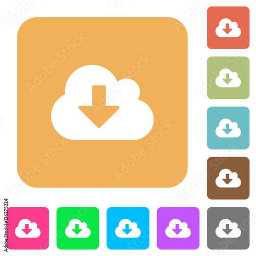 Cloud download rounded square flat icons
