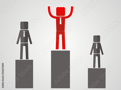 competitor concept - leader stands on the podium