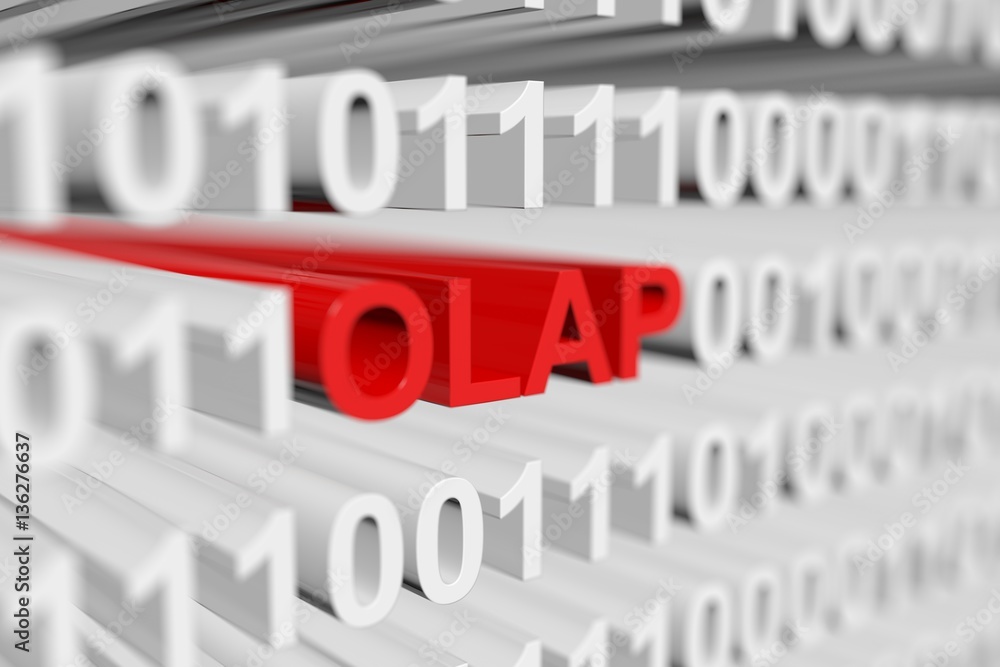 olap in the form of a binary code with blurred background 3D illustration