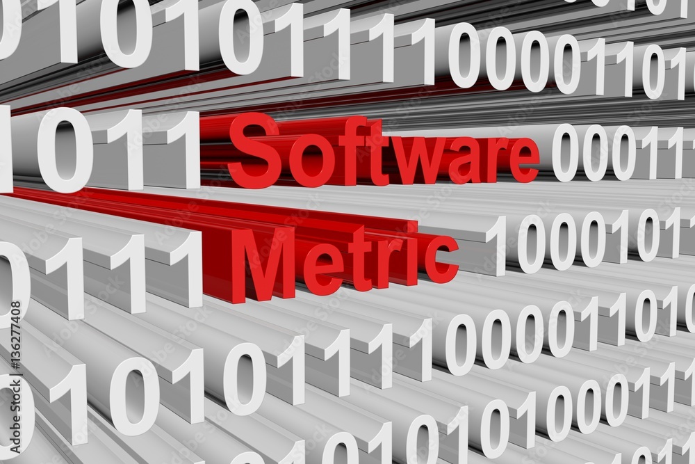 software metric in the form of binary code, 3D illustration