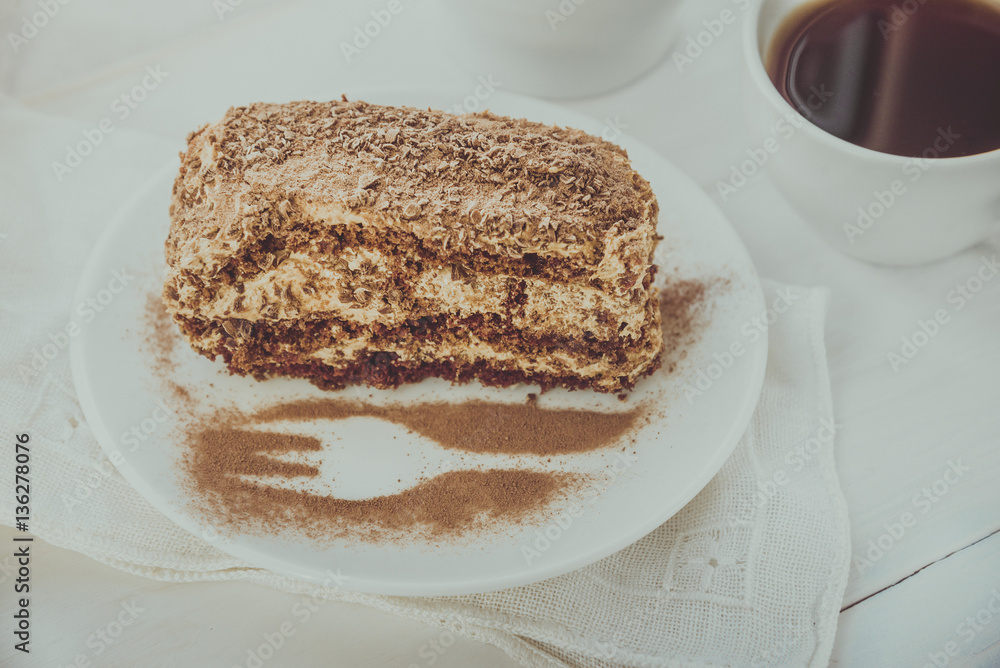 Chocolate cake and cup of coffee Chocolate cake and cup of coffee