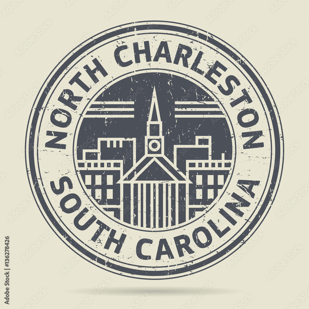 Grunge rubber stamp or label with text North Charleston, South C