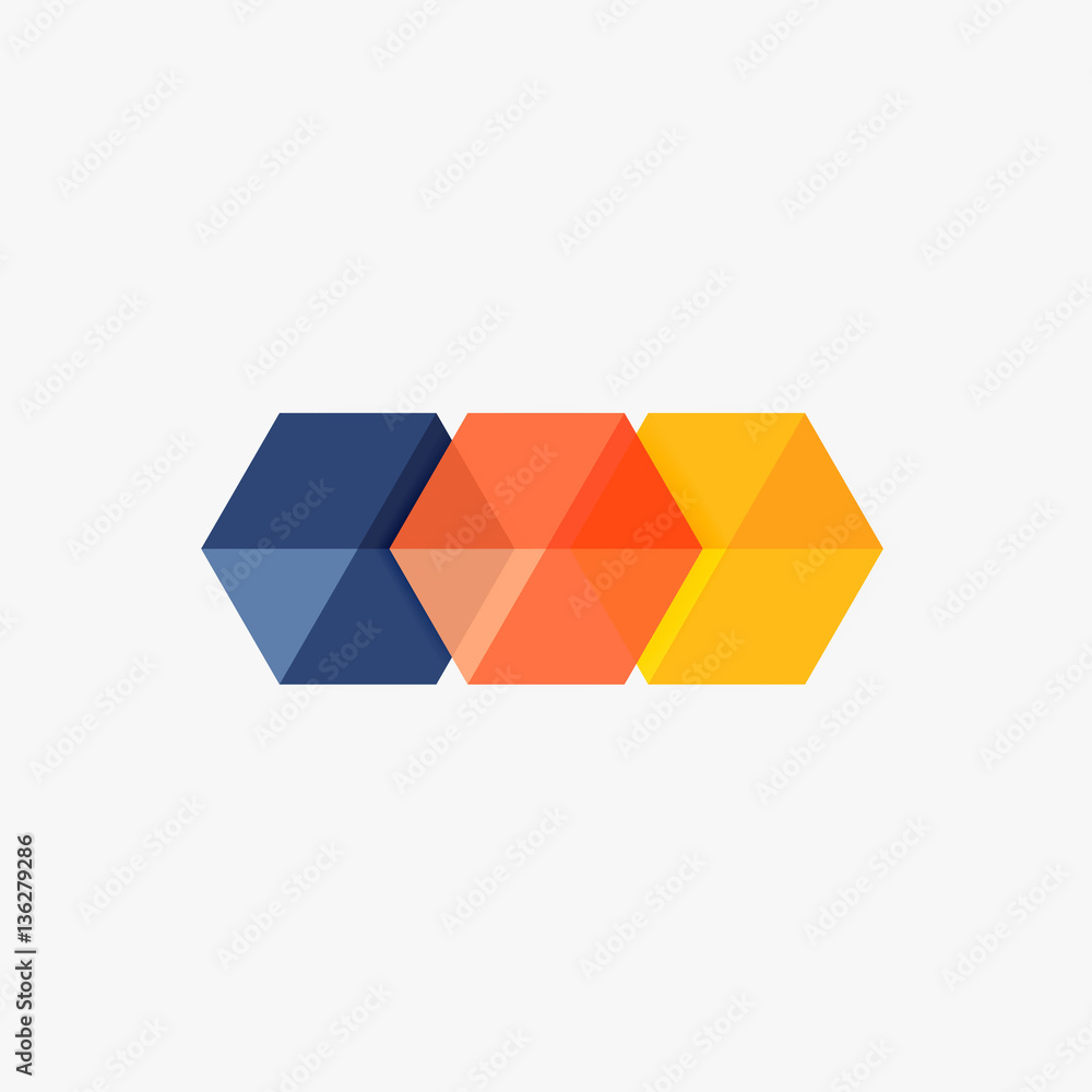Empty blank hexagon layout, geometric template for text and options