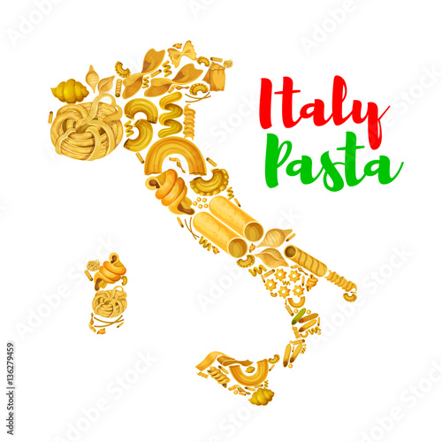 Pasta in map of Italy vector poster