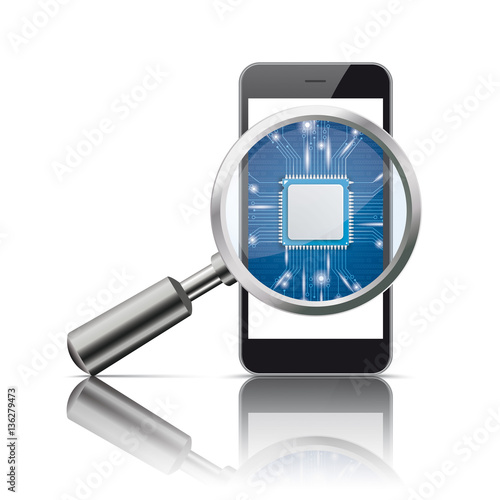 Black Smartphone Loupe Microchip Mirror