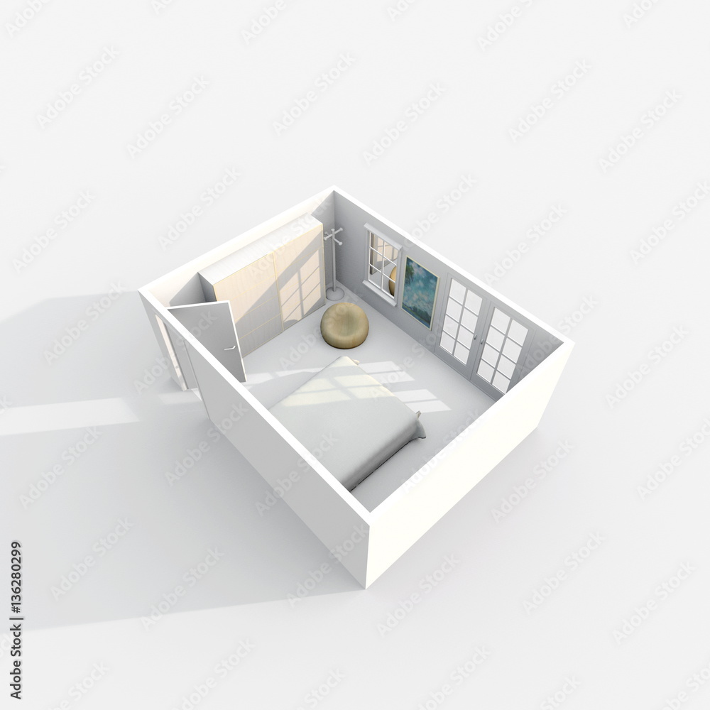 3d interior rendering of furnished bedroom 3d interior rendering of furnished bedroom