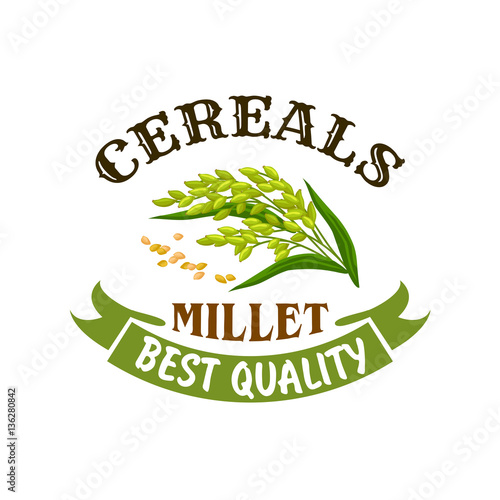 Millet cereal vector poster or emblem