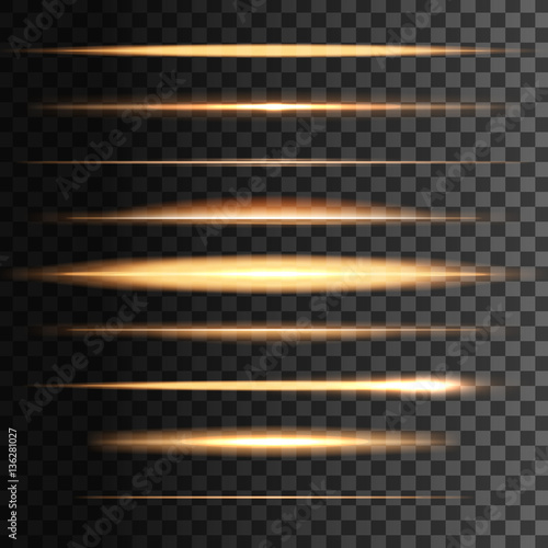 Flashes light golden lines, vector glowing blur