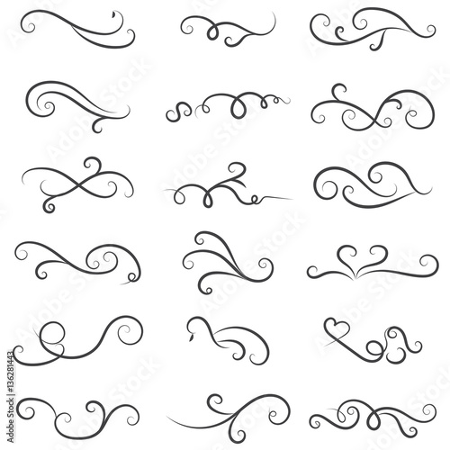 vector illustration set of border calligraphic and dividers decorative