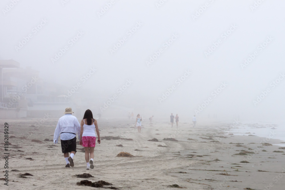Beach Walk in the Mist