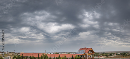Stormy sky in the coastal village
