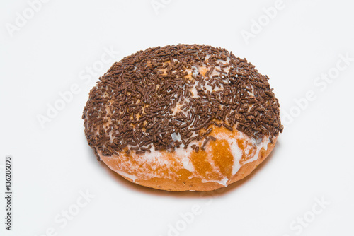 Chocolate bun isolated on a white background