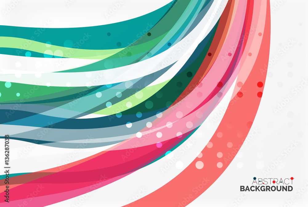 Fototapeta premium Vector color wave lines with dotted effect on light background