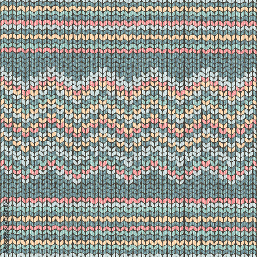 Fabric knitted texture, zigzag seamless pattern in trendy colors 2017, vector illustration.