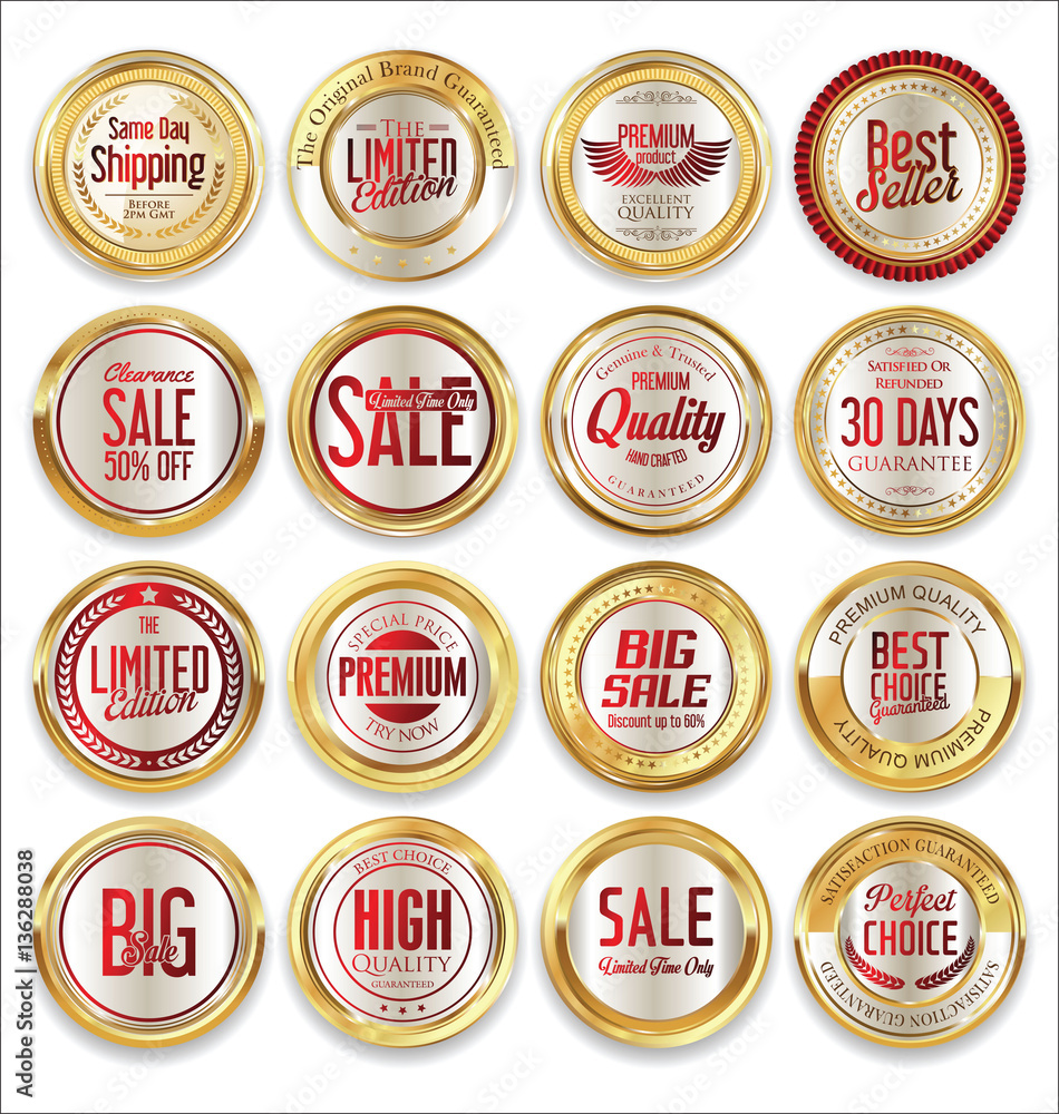 Premium and luxury golden retro badges and labels collection Premium and luxury golden retro badges and labels collection