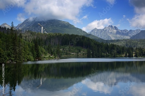 Fototapeta Naklejka Na Ścianę i Meble -  Europe, country Slovakia. Mountain lake Strbske pleso, national park High Tatras.