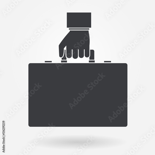 Hand holding briefcase icon