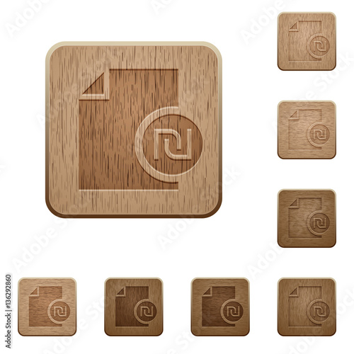 New Shekel report wooden buttons