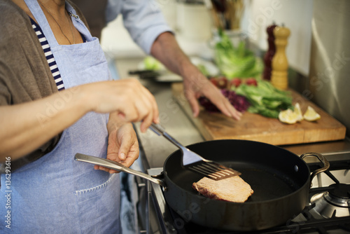 Cooking Senior Couple Togetherness Concept