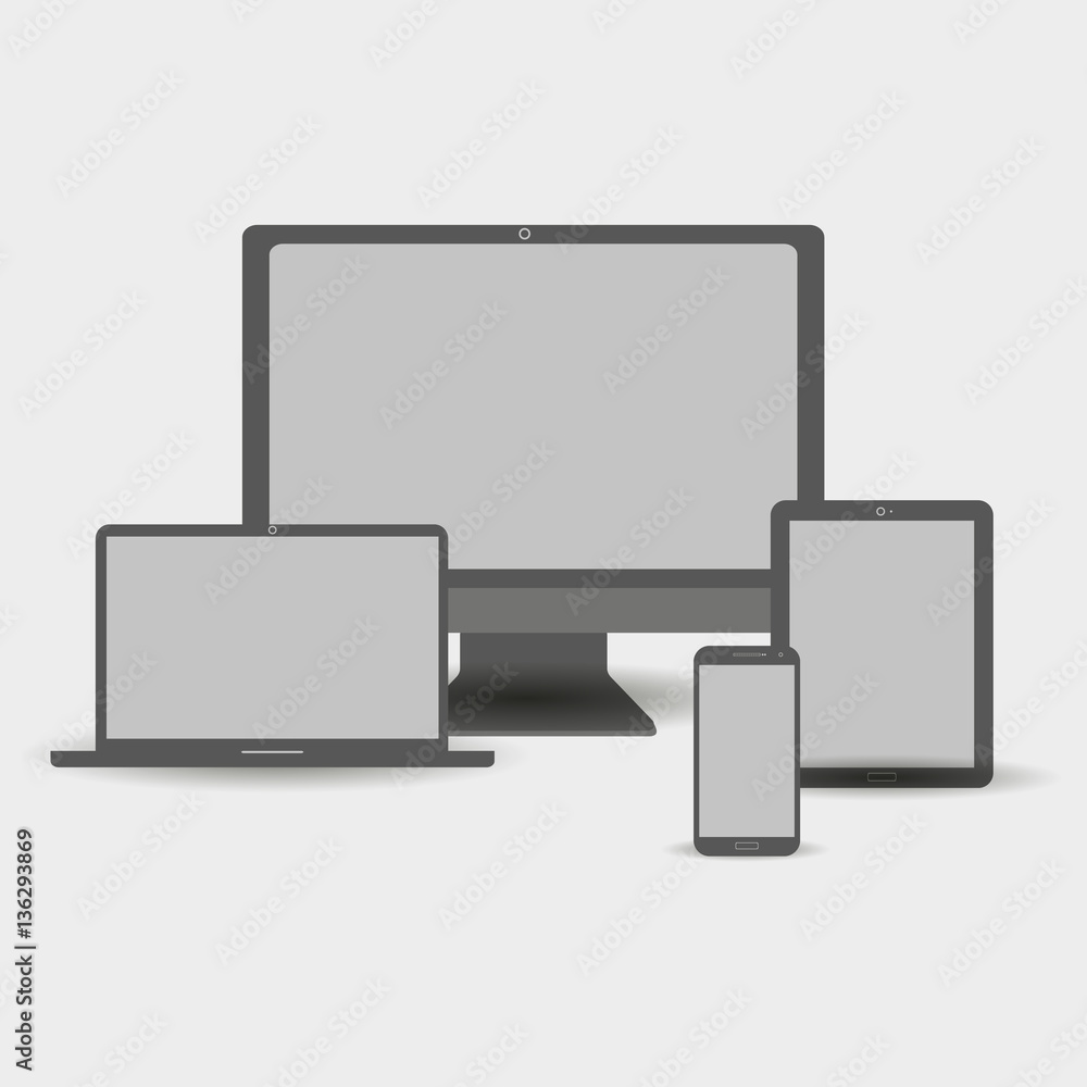 Realistic devices. Phone, laptop, tablet, computer Realistic devices. Phone, laptop, tablet, computer