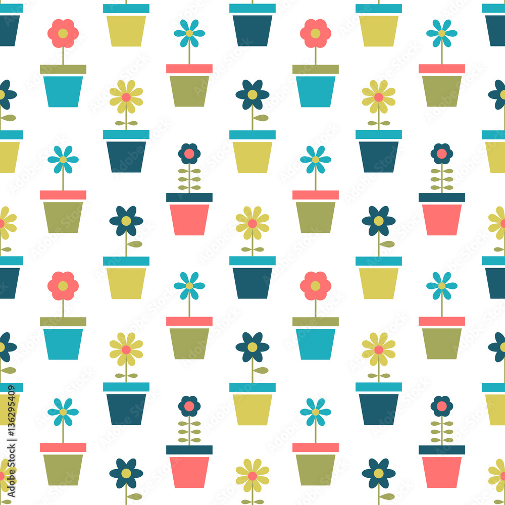 pattern with flowers in pots pattern with flowers in pots