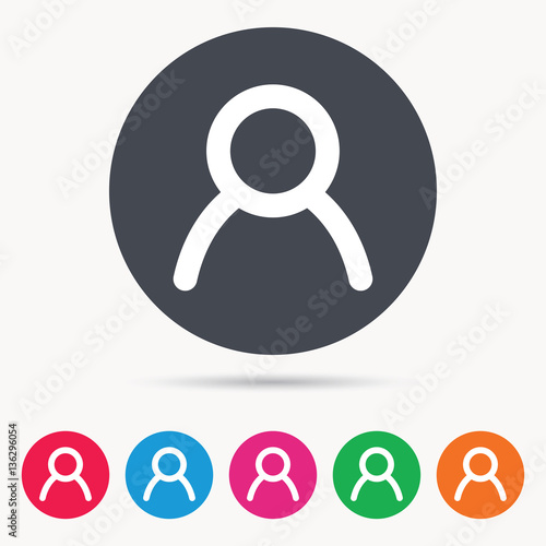 User icon. Human person symbol. Avatar login sign. Colored circle buttons with flat web icon. Vector