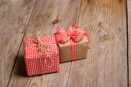 Vintage gift box on wooden background