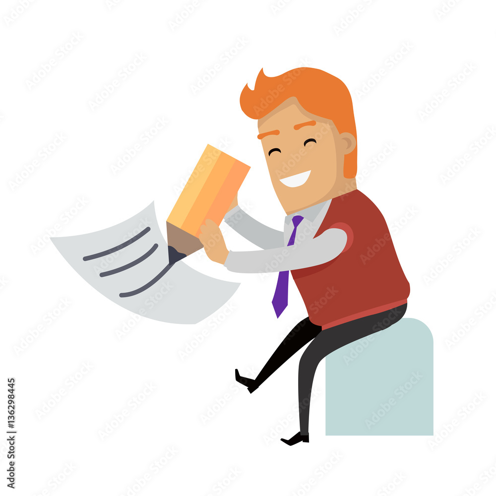 Writing a Letter Vector Concept in Flat Design Writing a Letter Vector Concept in Flat Design