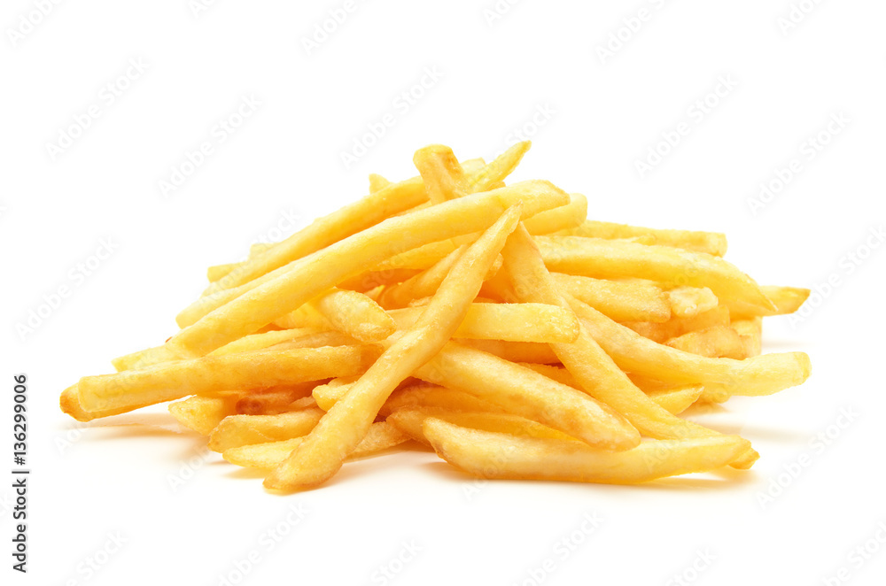 potato fry on white isolated background potato fry on white isolated background