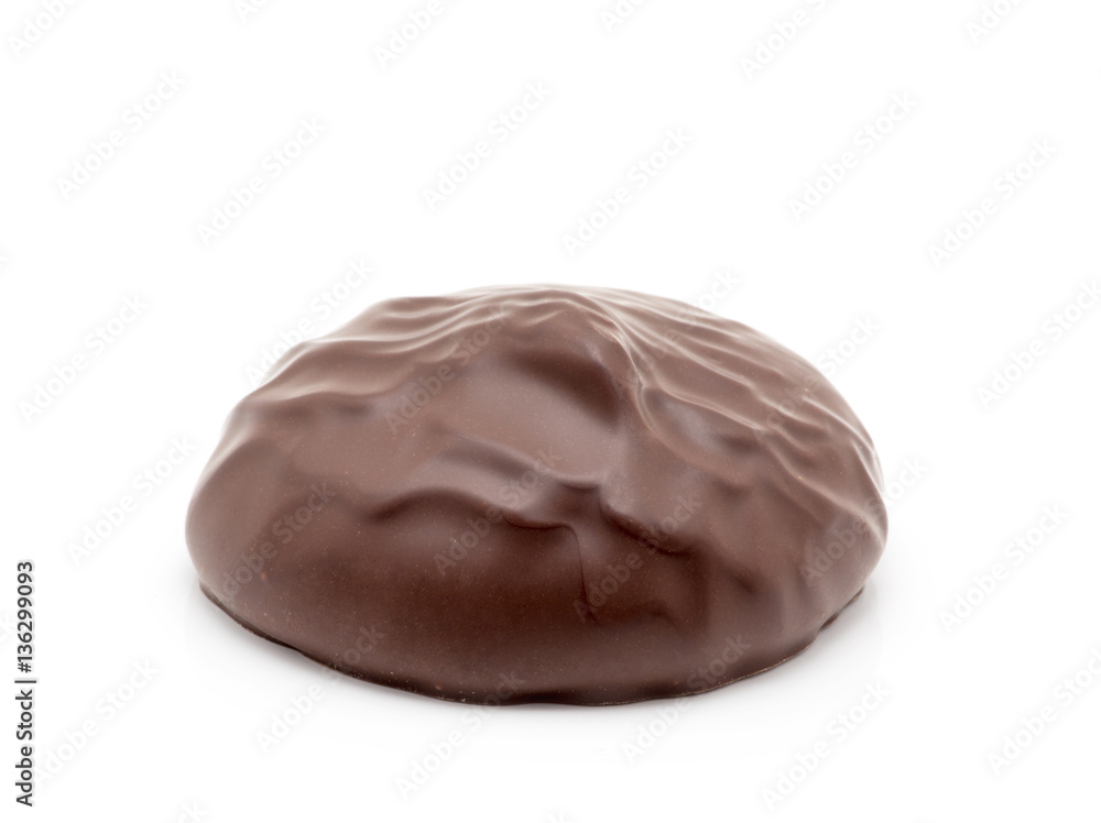 chocolate covered marshmallows on white background chocolate covered marshmallows on white background