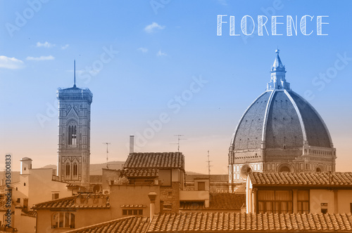 Travel postcard with view of Florence