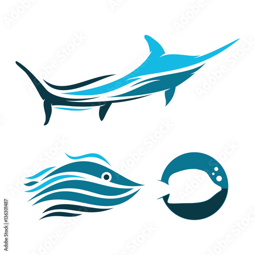 Swordfish Marlin Fish Marine Sea Life Abstract Illustration