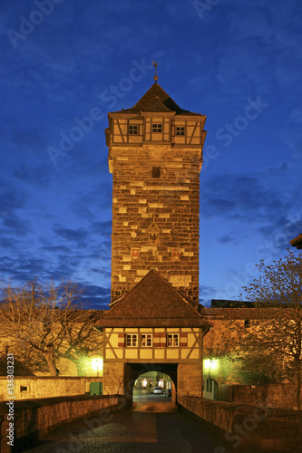 Das Rödertor in Rothenburg ob der Tauber bei Nacht, Bayern, Deutschland, Europa photo