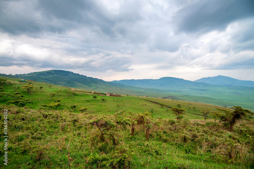 Landscape in Tanzania, depression near Ngorongoro