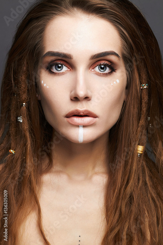 Wallpaper Mural beautiful girl with make-up and dreadlocks Torontodigital.ca