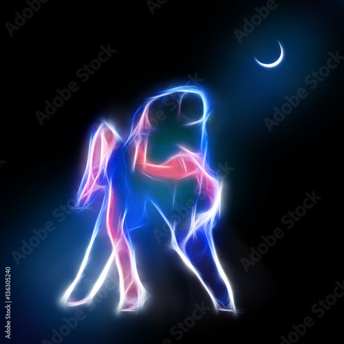 Passionate couple dancing in the moonlight