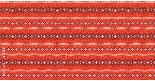 Seamless knitted pattern on red background