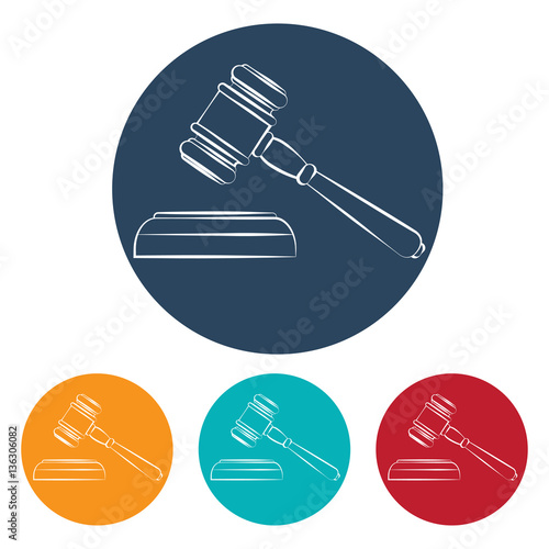 vector set of four colorful court hammer icons