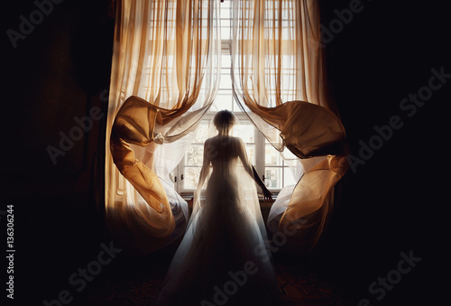 lonely bride looks in the window