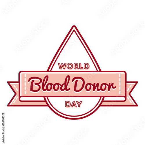 World Blood Donor day emblem isolated vector illustration on white background. 14 june healthcare holiday event label, greeting card decoration graphic element