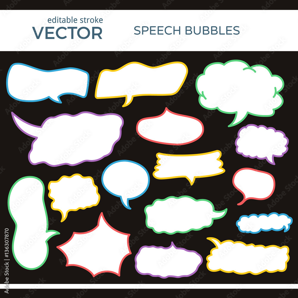 Fototapeta premium Sketched Speech Bubbles with Editable Stroke