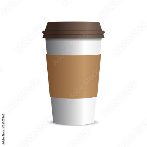 vector takeaway paper coffee cup with brown cap