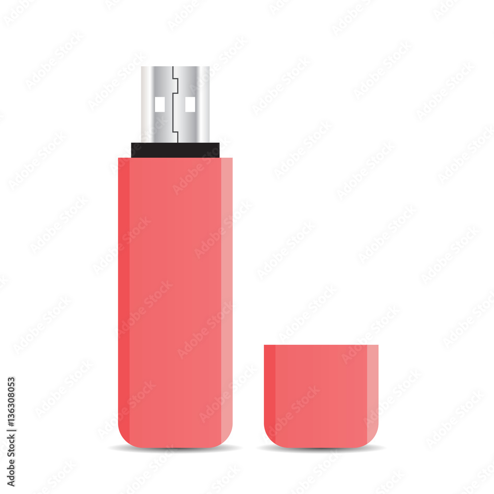 vector pink USB flash drive isolated on white background vector pink USB flash drive isolated on white background